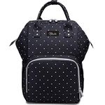 Milky Chic Mommy Diaper Bag- Waterproof USB Charging Port Stroller Straps Changing Pad, Black Dots, Medium