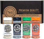 Mis Rubins Magic Seasoning Variety Pack - Black Magic, White Magic, Creole Magic, Fish Seasoning | Gourmet Spices Gift Set | All Purpose Seasoning Pack | MultiPack Seasoning Set 1x4 (5oz * 4)