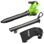 Greenworks GD40BVII Cordless Leaf Blow Vac with Brushless Motor, 370km/h, 14.17m³/min, 45L Mulching Bag WITHOUT 40V Battery & Charger, 3 Year Guarantee