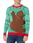 Blizzard Bay Men's Sloth Hug Ugly Christmas Sweater, Green/Red/White, X-Large