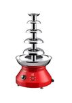 Shoppers Hub PNQ Electric Stainless Steel 5-Layer Chocolate Fountain with Vibrant Red Base, 60 cm Height, 250W Power, Perfect for Parties and Catering