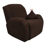 JIVINER Super Stretch Recliner Chair Covers 4 Pieces Sofa Slipcover for Recliner Chair Spandex Soft Recliner Slipcover with Pockets Recliner Furniture Protector (Recliner, Coffee)