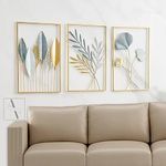 Craft2lance Gold Metal Wall Decor Leaf Wall Hanging Decoration, Art Sculpture Set For Living Room Bedroom Dining Room Office Restaurant