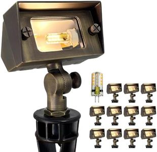 COLOER Brass Small Rectangular Flood Lights Outdoor 12 Pack with 3W 2700K Warm White LED G4 Bulb, 12V Low Voltage Landscape Outside Lights for House Illuminating Signs, Walls and Plant Material