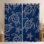 Kids Sea Turtle Curtains for Bedroom Living Room (2 Panels, 42 x 63 Inch) Ocean Reptile Tortoise Darkening Dreapes Boys Girls Teens Decor Coastal Blackout Curtains Nautical Beach Window Treatments