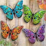 Metal Butterfly Wall Decor - 9.6" Outdoor Fence Wall Art Decor, Hanging Decoration for Garden Yard Living Room Bedroom Patio Balcony(4 Pack)