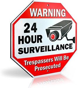 Signs Authority Reflective Video Surveillance Signs Outdoor - No Trespassing Signs Private Property - No Trespassing | 12"x 12" Octagon Aluminum Yard signs - Security Camera Sign - No Trespassing Sign