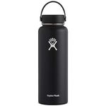 Hydro Flask Water Bottle - Stainless Steel & Vacuum Insulated - Wide Mouth with Leak Proof Flex Cap - 40 oz, Black