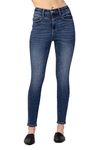 Judy Blue Women's High-Rise Western Front Yoke Skinny Jeans, Dark Blue, 11