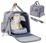 Large Cat Carrier for Travel Dog Car Seat, Collapsible Pet Transport Carrier for Kitten Cat Dog Puppy Animal, Transport Car Basket Travel Box Cage for Cats, Small dogs or Small Animals(Gray)