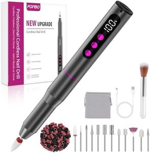 POFIBO Cordless Electric Nail Drill – 12 in 1 Rechargeable Electric Nail File Kit with LCD Display, 5 Adjustable Speeds, 35000RPM, for Acrylic & Gel Nails, Manicure & Pedicure