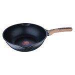 BERGNER Ultimate Non-Stick Kadai/Wok 28 cm, 4.5L, Heatdot Technology & Induction Base, Food Safe, Grey