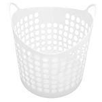 MUCKLILY Flexible Laundry Basket Fully Ventilated Plastic Laundry Hamper Round Bin with Handles Dirty Clothes Basket 30L