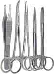 Premium A2ZSCILAB 5 Pieces Veterinary Needle Holder Scissors Hemostat Forceps Tweezers Instruments (All in One)