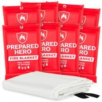 Prepared Hero Emergency Fire Blanket - 8 Pack - Fire Suppression Blanket for Kitchen, 40” x 40” Fire Blanket for Home, Fiberglass Fire Blanket