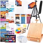 Shuttle Art 168 Pcs Artist Painting Set, Deluxe Art Set with Paint, Aluminum and Wooden Easels, Canvas, Paper Pads, Brushes and Other Art Supplies, Complete Painting Kit for Adults, Kids and Artists