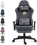 Dowinx Gaming Chair with Massage Lumbar Support, Suede Fabric Ergonomic Computer Chair with Footrest for Adults, High Back Reclining Game Chair for Office Gaming, Grey