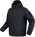 Waterproof Military Tactical Combat Softshell Jacket Outdoor Camping Hiking Camouflage Hoodie Coat (Black, L)