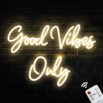 24 Inch Good Vibes Only Neon Sign for Wall Decor, Remote Timing Control LED Good Vibes Only Sign Light for Bedroom Home Bar Bachelorette Party Wedding Christmas Gifts (Warm White)