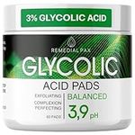 Glycolic Acid Resurfacing Pads for Face and Body - Exfoliating Facial Peel - Vitamins B5 C E, Green Tea - Dark Spot Blackhead Remover, Pore Minimizer Treatment – 60 Pre-Moistened Cotton Pads for Face Cleansing and Peeling