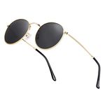 Unisex Round Sunglasses Vintage Retro Polarized Sun Glasses for Men Women Metal Frame Circle Shades