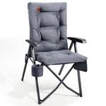 EVER ADVANCED Luxury Camping Chairs for Adults Heavy Duty Loadable 150kg High Back Oversized Folding Garden Chair Padded 6cm Comfy with Cup Holder Side Pocket Dining Chairs 4-Position Recliner