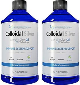 Colloidal Silver Liquid - 12 PPM Premium Silver Solution, 60 MCG Per Serving, All Natural, Vegan Immune System Support, Ionic Silver Water Daily Mineral Supplement (2- 16 Fl oz Bottles)