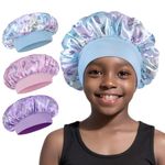 Ainelure Kids Hair Bonnet for Sleeping, 3 Pack Satin Hair Bonnets for Kids Girls Toddler Nightcap Gift