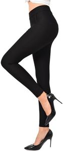 Ginasy Dress Pants for Women Business Casual Stretch Pull On Work Office Dressy Leggings Skinny Trousers with Pockets Black