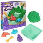 Kinetic Sand Sandbox Set, 1lb Green Play Sand, Sandbox Storage, 4 Molds and Tools, Sensory Toys for Kids Ages 3+