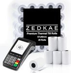 ZEDKAE 57 x 40mm Thermal Till Rolls for PDQ Credit Card Machines | Card Receipt Paper Rolls (Pack of 20)