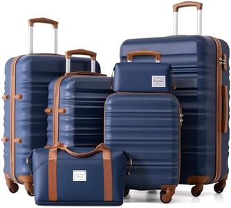 LONG VACATION Luggage Set 6 Piece Luggage ABS hardshell TSA Lock Spinner Wheels Luggage Carry on Suitcase (NAVY, 6 piece set)