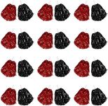 24 Pcs Cheerleading Pom Poms, Metallic Foil Handle Cheer Squad Team Spirited Fun Pom Poms for Party, Sports Dance Cheer, 30 Grams Weight Each (Red, Black)