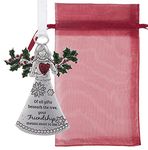 Friends Angel with Holly of All Gifts Beneath The Tree, Your Friendship Means The Most to Me Ornaments Christmas Tree Décor Gifts from Best Friend Presented in a Red Christmas Bag n Gift Box