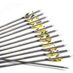 12pc 32-Inch 500-Spine Arrow Removable Tips Targeting Hunting Arrow Turkey Feather 3 Inch Feathered Carbon Arrows for Traditional Bow Long-Bow Compound Bow Recurve Bow Adult Youth Archery Yellow Camo