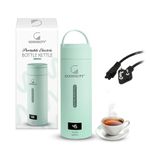 Goodscity Portable Electric Kettle Travel Water Bottle For Boiling Hot Water Milk With Cool Touch Exterior, Auto Shut Off, 300W fast Heating, Leakproof, 1 Touch Screen, 500 Ml, Green, 1 year Warranty