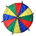 HIRNOTS Kids Play Parachute 6 Feet with 6 Handles and Carry Bag – Ideal for Cooperative Play and Upper-Body Strength Building