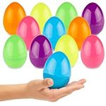 PREXTEX 3.5” Unfilled Easter Eggs, 12 pcs - Empty Plastic Eggs Fillable with Candy, Treats, Presents for Toy Basket - Easter Decorations, Toy Egg Basket - Boys & Girls