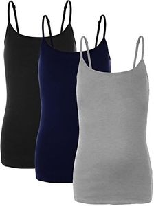 Emmalise PreTeen Training Bra Camisole Wireless Built in Fabric Support Cami (3Pk Blk, Navy, H Gray, Med,90-120 lbs)