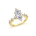 Psiroy Women's Engagement Rings Fashion Jewelry Yellow Gold Plated Cubic Zirconia Marquise Cut Wedding Ring, Gemstone,Gold Plated,Yellow,Zirconia