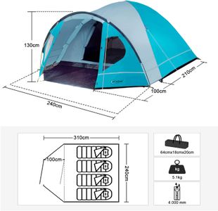 Portal 4-Man Dome Tent with Porch – Waterproof Camping Shelter, Sewn-In Groundsheet