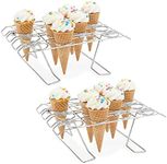 Okuna Outpost Ice Cream Cone Holder Stands for Party, Baking Rack (10.8 x 7.9 x 3.5 in, 2 Pack)