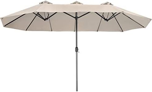 TecTake® Ombrellone da Giardino Doppio con Albero di Sostegno e 3 Tettucci, Ombrellone da Esterno Idrorepellente, Resistente ai Raggi UV, Resistente al Vento, Ripiegabile - Beige