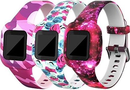 Tencloud Straps Compatible with Garmin Vivofit jr.3 Strap, (3-Pack) Replacement Soft Silicone Wristband Pattern Floral Band Armbands for Kids 4+ for Vivofit jr.3 Fitness Tracker (3D)