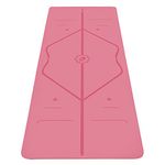 Liforme Original Yoga Mat – Free Yoga Bag Included - Patented Alignment System, Warrior-like Grip, Non-slip, Eco-friendly and Biodegradable, sweat-resistant, 4.2mm thick mat for comfort - Pink