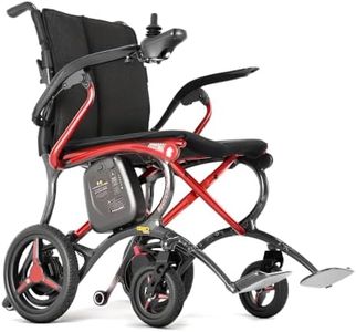 Forcemech Ultralite G20 Pro 25 lbs Chair Only Electric Wheelchair for Adults, Full Carbon Fiber, 300 lbs Capacity, Lightweight Foldable Power Chair, 12.5Ah Battery, 360° Controller, Triple LED, Red