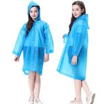 Rain Ponchos Raincoats for Kids, 2 Packs Rain Coats Jacket Reusable with Hood for Boys Girls Disney Hiking Camping Outdoor, 2 Blue