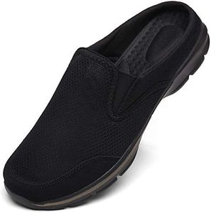 INMINPIN Unisex Slippers Casual Clog House Shoes Comfort Slip-On Walking Mules with Indoor Outdoor Anti-Skid Sole for Men and Women, All Black, 6 Women/4.5 Men