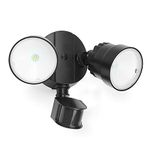 LUTEC 12W PIR LED Security Light 1250LM 5000K PIR LED Security Light Outside Lights with Sensor Outdoor Wall Lights LED Integrated Twin Heads Flood Light, Exterior for Patio, Garden, Yard Black