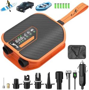 TowerTop Electric Paddle Board Pump: 10500mAh Rechargeable Car/SUP Pump, 50PSI Paddleboard Pump, 12V DC Dual Stage (Inflation & Deflation) with 8 Nozzles for Paddle Boards, Inflatables, Kayaks, Car
